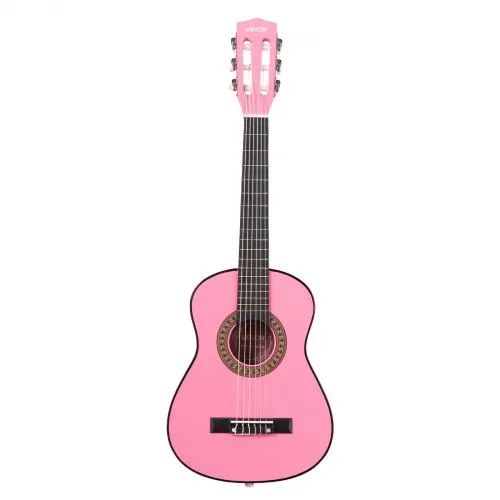 VEVOR Konzertgitarre, 780 mm Holz-Klassikgitarren-Starter-Set für Anfänger, mit Nylonsaiten, Gigbag, Gurt, Stimmgerät, zusätzlichen Saiten, Plektren, Kapodaster, Linde, für Einsteiger, Studenten, Pink – Bild 8