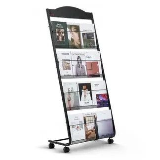 VEVOR faltbarer Prospektständer Zeitschriftenständer mit 4 Taschen, rollbarer Literaturständer Kataloghalter Schrägsteller, Buchständer Bodenaufsteller für Messe, Büroshows, Ausstellung VEVOR faltbarer Prospektständer Zeitschriftenständer mit 4 Taschen, rollbarer Literaturständer Kataloghalter Schrägsteller, Buchständer Bodenaufsteller für Messe, Büroshows, Ausstellung