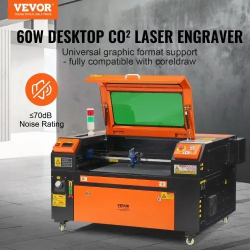 VEVOR 60 W CO2-Lasergravierer, 400×600 mm, 500 mm/s Laserschneidmaschine mit 2-Wege-Pass-Air-Assist, kompatibel mit LightBurn, CorelDRAW, AutoCAD, Windows, Mac OS, Linux, für Holz, Acryl, Stoff VEVOR 60 W CO2-Lasergravierer, 400×600 mm, 500 mm/s Laserschneidmaschine mit 2-Wege-Pass-Air-Assist, kompatibel mit LightBurn, CorelDRAW, AutoCAD, Windows, Mac OS, Linux, für Holz, Acryl, Stoff