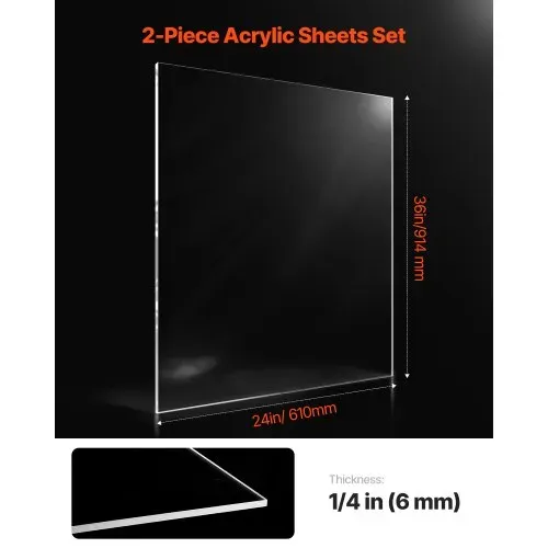 VEVOR Plexiglas-Acrylplatte, 2er-Set Kunststoffplatten, 610×914 mm, 6 mm dick, transparentes Kunststoffglas für Bastelprojekte, Ersatzglas für Bilderrahmen, DIY-Display, leicht zu schneiden VEVOR Plexiglas-Acrylplatte, 2er-Set Kunststoffplatten, 610×914 mm, 6 mm dick, transparentes Kunststoffglas für Bastelprojekte, Ersatzglas für Bilderrahmen, DIY-Display, leicht zu schneiden