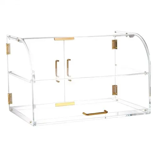 VEVOR Gebäckvitrine 2-stöckig, Gewerbliche Bäckereivitrine aus Transparentem Acryl, Thekenvitrine mit Magnetischer Rücktür & Abnehmbarer Trennwand für Kekse Desserts Donuts, 558 x 355 x 355 mm – Bild 9