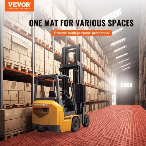 VEVOR Garagen-Bodenbeschläge, 305 x 305 x 13,4 mm, 50er-Set Industrieboden, rutschfeste doppelseitige Struktur-Garagenboden, für Garagen, Keller, Reparaturwerkstätten, Rot VEVOR Garagen-Bodenbeschläge, 305 x 305 x 13,4 mm, 50er-Set Industrieboden, rutschfeste doppelseitige Struktur-Garagenboden, für Garagen, Keller, Reparaturwerkstätten, Rot