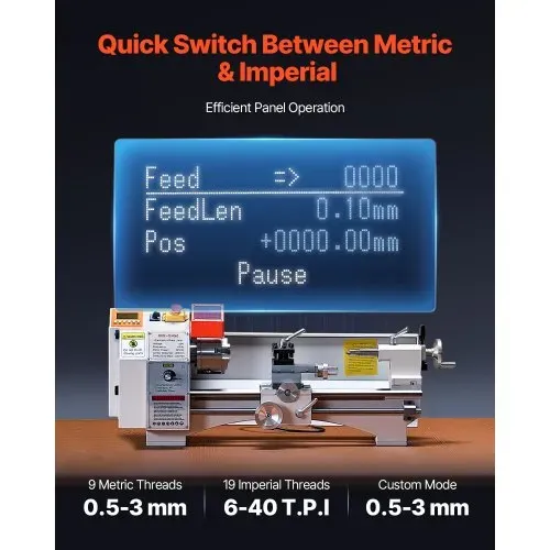VEVOR Metalldrehmaschine 220×450 mm Tischdrehmaschine Automatischer Vorschub 2500 U/min Drehzahl 1250 W Bürstenloser Motor, mit Zubehör, Drehmaschine für die Bearbeitung von Präzisionsteilen VEVOR Metalldrehmaschine 220×450 mm Tischdrehmaschine Automatischer Vorschub 2500 U/min Drehzahl 1250 W Bürstenloser Motor, mit Zubehör, Drehmaschine für die Bearbeitung von Präzisionsteilen