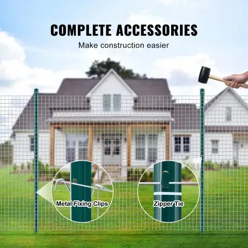 VEVOR 4 Fuß Zaunpfosten, 10er-Pack T-Pfosten Hochleistungs-Zaunpfosten aus Metall, stabile Zaunpfähle aus Stahl für Gartenhof, Rasen, Bauernhöfe und Maschendrahtzäune im Freien, grün – Bild 4