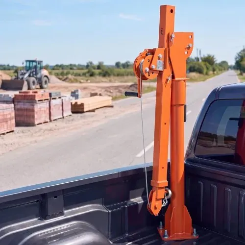 VEVOR Pickup Kran Manueller Ladekran Hebekran mit Handwinde 499kg Tragkraft, Kohlenstoffstahlkonstruktion, Klappbar, Teleskopausleger, 360° Drehkranz, Für Pick-up LKW Anhänger, Hebezeug für Baustelle – Bild 7