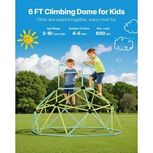 VEVOR Kletterkuppel geometrisches Klettergerüst (183 cm) breit, 270 kg belastbares Klettergerüst, Klettergerät für Kinder von 3 bis 10 Jahren Gartenspielzeug Spielplatz blau + grün VEVOR Kletterkuppel geometrisches Klettergerüst (183 cm) breit, 270 kg belastbares Klettergerüst, Klettergerät für Kinder von 3 bis 10 Jahren Gartenspielzeug Spielplatz blau + grün