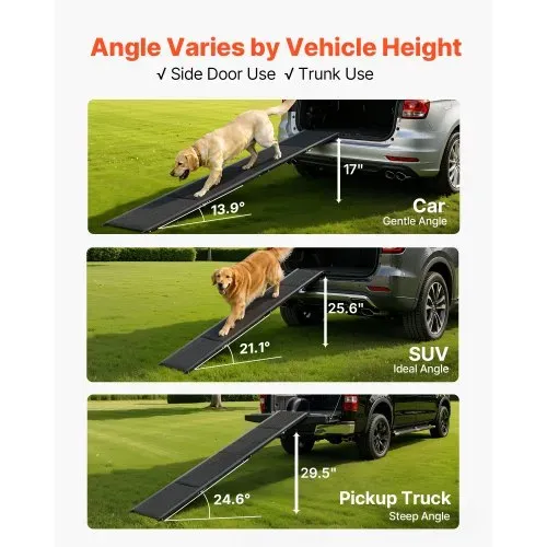 VEVOR Hunderampe, 180 x 50,8 cm, faltbare Hundeautorampen für mittelgroße & große Hunde bis 113 kg, Hundetreppe mit rutschfester Oxford-Gewebeoberfläche, tragbare Einstiegshilfe für SUV & LKW – Bild 4