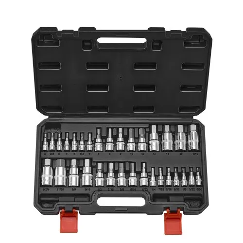 VEVOR Sechskant Steckschlüsselsatz 32-teilig, S2-Legierungsstahl & Cr-V-Stahl, Standard SAE & metrisch, 1/4 Zoll & 3/8 Zoll & 1/2 Zoll Antriebe, mit Aufbewahrungskoffer, für Mechaniker Autoreparatur VEVOR Sechskant Steckschlüsselsatz 32-teilig, S2-Legierungsstahl & Cr-V-Stahl, Standard SAE & metrisch, 1/4 Zoll & 3/8 Zoll & 1/2 Zoll Antriebe, mit Aufbewahrungskoffer, für Mechaniker Autoreparatur