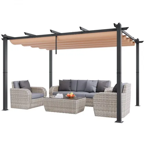 VEVOR Pergola 2,96 x 3,95 x 2,3 m, Pavillon mit Sonnenschutzdach, Gartenpavillon UV50+ UV-Schutzklasse, Terrassenpavillon Überdachung, Gartenzelt für Terrassen, Gärten, Decks, Hinterhöfe (Beige) VEVOR Pergola 2,96 x 3,95 x 2,3 m, Pavillon mit Sonnenschutzdach, Gartenpavillon UV50+ UV-Schutzklasse, Terrassenpavillon Überdachung, Gartenzelt für Terrassen, Gärten, Decks, Hinterhöfe (Beige)