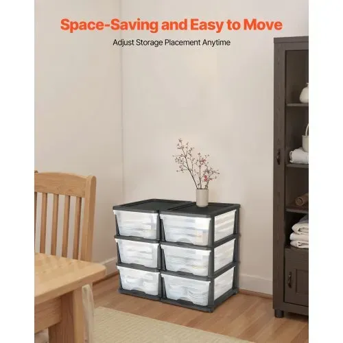 VEVOR Schubladenwagen Schubladenschrank mit 3 Schubladen (2er-Pack), rollbarer Schubladenbox Rollcontainer aus Kunststoff mit durchsichtigen Behältern für Bürobedarf Bastelräume Klassenzimmer – Bild 3