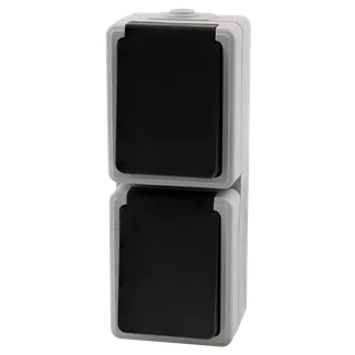 Feuchtraum Doppel-Steckdose McPower “Taff“, 250V~/16A, IP44, AP, grau Feuchtraum Doppel-Steckdose McPower “Taff“, 250V~/16A, IP44, AP, grau