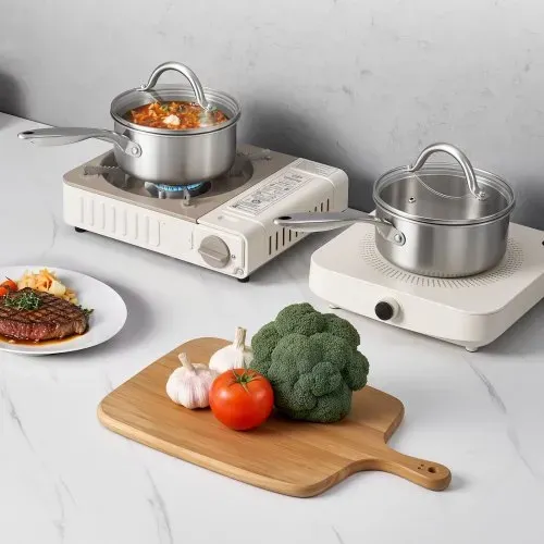 VEVOR Kochtopf Kasserolle Stielkasserolle 1,42 L mit Glasdeckel, Suppentopf Gemüsetopf mit ergonomischem Griff, Milchtopf aus Edelstahl Gemüsetopf, Silber spülmaschinengeeignet Soßentopf – Bild 7