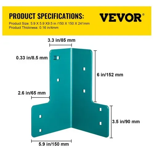 VEVOR Schaukelverbinder, 4 mm dicker Stahl-Schaukelwinkel, 8-teiliges Eckverbinder-Set, rechtwinklige Werkstatttisch-Eckhalterungen, Gelenkverschluss für Schreibtischkante, Familien-Heimwerker – Bild 6