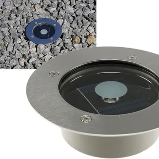 Solar LED Bodenstrahler „CTB-R“, rund ØxH 12x4cm, IP44, Edelstahl-Front Solar LED Bodenstrahler „CTB-R“, rund ØxH 12x4cm, IP44, Edelstahl-Front