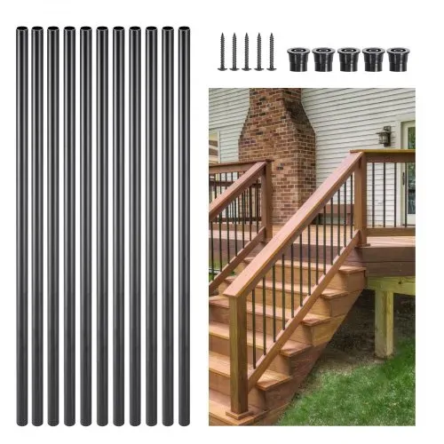 VEVOR Treppengeländer, 101er-Pack, 66 cm Alu-Treppenbaluster, 3/4 Zoll Metallspindelgeländer, Hohldeckgeländer mit Geländerkappen & Schrauben für Treppen, Veranda, Terrasse, Mattschwarz – Bild 8