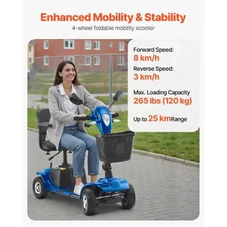 VEVOR 4-Rad-Elektromobil für Senioren, Mobilitätsroller mit 25 km Reichweite, Seniorenmobil, All-Terrain-Reiserollstuhl mit Anti-Rutsch-Rädern, 9° Steigfähigkeit & 120 kg Tragkraft, Blau VEVOR 4-Rad-Elektromobil für Senioren, Mobilitätsroller mit 25 km Reichweite, Seniorenmobil, All-Terrain-Reiserollstuhl mit Anti-Rutsch-Rädern, 9° Steigfähigkeit & 120 kg Tragkraft, Blau