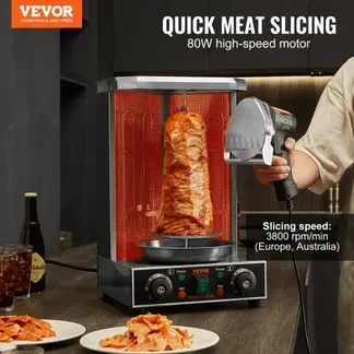 VEVOR Elektrisches Schawarma-Messer, 80 W, Türkisches Kebab-Messer, Kommerzieller Gyro-Schneider aus Edelstahl, Döner-Kebab-Fleischschneider mit 2 Klingen, 10 cm Klingendurchmesser VEVOR Elektrisches Schawarma-Messer, 80 W, Türkisches Kebab-Messer, Kommerzieller Gyro-Schneider aus Edelstahl, Döner-Kebab-Fleischschneider mit 2 Klingen, 10 cm Klingendurchmesser