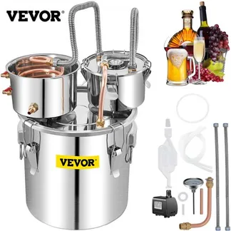 VEVOR Distillieranlage Moonshine, 50 L Wasser Alkohol Destillierer Moonshine mit doppelter Kondensatpumpe, Edelstahl Moonshine Alkohol Destillieren Ausrüstung Schnapsbrennen Destille Destilator VEVOR Distillieranlage Moonshine, 50 L Wasser Alkohol Destillierer Moonshine mit doppelter Kondensatpumpe, Edelstahl Moonshine Alkohol Destillieren Ausrüstung Schnapsbrennen Destille Destilator