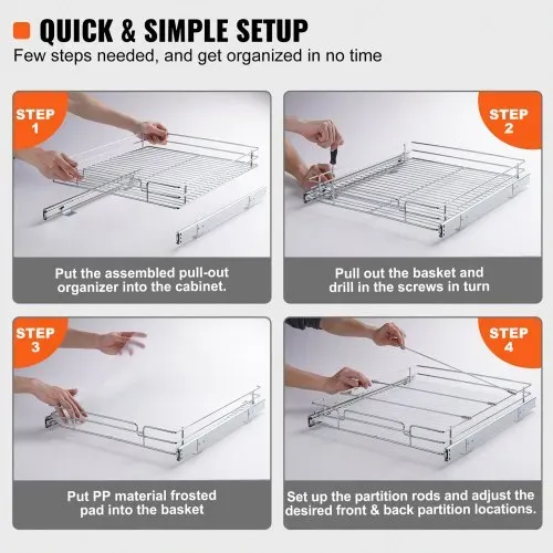 VEVOR ausziehbares Gewürzregal (460x533x85 mm) Spülschrankregal Küchenschrank, Schiebeschublade Waschbecken Gewürzregal Schrank Organizer Unterschrankregal 490x563x185 mm (Einbaumaße) – Bild 4