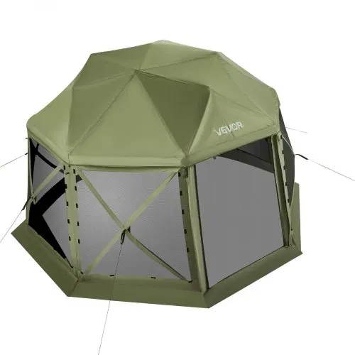VEVOR Pop-up-Pavillon, 3,96 x 3,96 m, 13-seitiges, kugelförmiges Campingzelt mit abnehmbarem Dach & Tragetasche, 360°-Belüftung, Sonnenschutz, Partyzelt für 10–12 Personen, Grün – Bild 9
