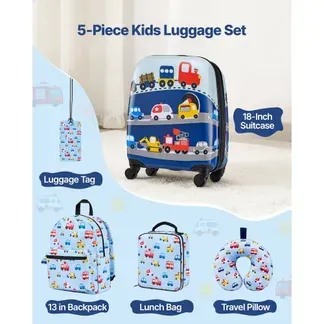 VEVOR 5 tlg. Kinderkoffer Set, 457,2 mm, Hartschalenkoffer mit Kindertrolley, Rucksack, Nackenkissen, Lunchbox & Kofferanhänge, Kofferset fürJungen & Mädchen, praktisch für Reisen Fliegen (Autos) VEVOR 5 tlg. Kinderkoffer Set, 457,2 mm, Hartschalenkoffer mit Kindertrolley, Rucksack, Nackenkissen, Lunchbox & Kofferanhänge, Kofferset fürJungen & Mädchen, praktisch für Reisen Fliegen (Autos)