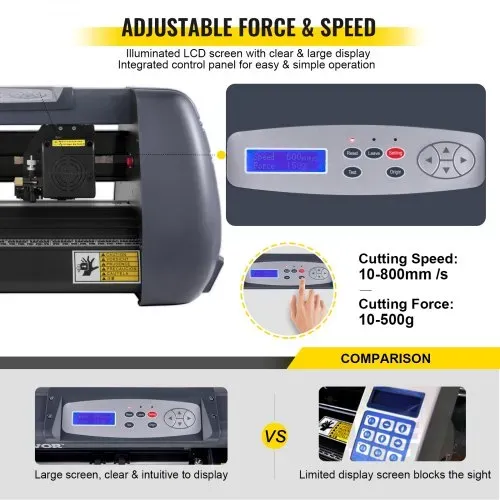 VEVOR 375 mm Vinyl Schneideplotter Papiereinzug, Folienplotter Drucker Vinyl Schneiden Set, Unterstützt DM/PL, HP/GL-Sprache, Abdeckfolie zum Malen und Ätzen, Scrapbook-Papiere PU-Vinyl schneiden – Bild 3