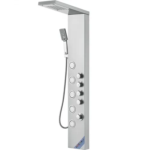 VEVOR Duschsäule Duschsystem Duscharmatur, 4 Duschmodi, Duschset, Regenfall, Wasserfall, 5 Ganzkörpermassagedüsen und Handbrause mit 3 Einstellungen und 1,5 mSchlauch, Wandduschset aus Edelstahl – Bild 8
