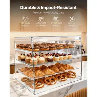 VEVOR Gebäckvitrine 4-stöckig, Gewerbliche Bäckereivitrine aus Transparentem Acryl, Thekenvitrine mit Magnetischer Rücktür & Abnehmbarer Trennwand für Kekse Desserts Donuts, 530 x 435 x 415 mm VEVOR Gebäckvitrine 4-stöckig, Gewerbliche Bäckereivitrine aus Transparentem Acryl, Thekenvitrine mit Magnetischer Rücktür & Abnehmbarer Trennwand für Kekse Desserts Donuts, 530 x 435 x 415 mm