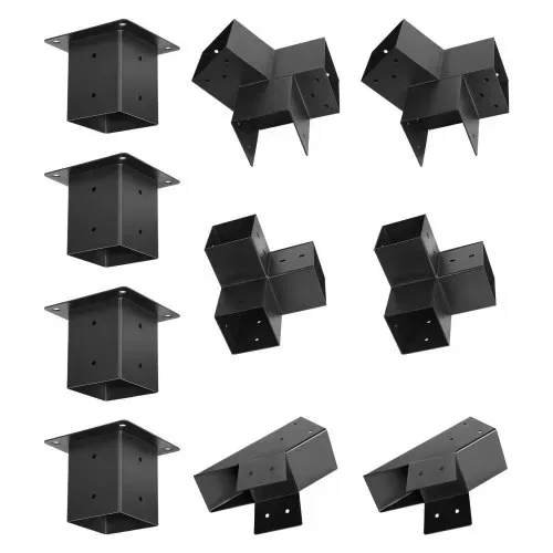 VEVOR Pfostenverbinder, Pfostennecke für Posten mit Innengröße von 92x92 mm, 3-Wege-/4-Wege-Pavillonhalterung mit Pfostensockeln & Firsthalterungen für Pergolen & Pavillons, 14-teilig – Bild 8