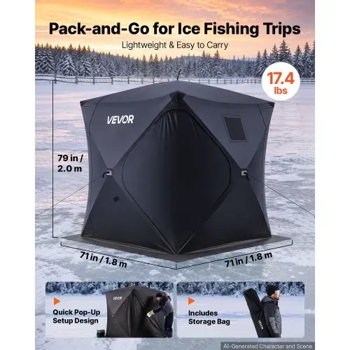 VEVOR Eisangelzelt Eisfischerzelt für 3-4 Personen 1,8×1,8×2 m Angelzelt, Eisschutzzelt für Winterangeln, 3,13 m² Fläche, 300D Oxford-Gewebe, Hub-Style-Zelt mit Ankern, Seile, Tragetasche, Schwarz VEVOR Eisangelzelt Eisfischerzelt für 3-4 Personen 1,8×1,8×2 m Angelzelt, Eisschutzzelt für Winterangeln, 3,13 m² Fläche, 300D Oxford-Gewebe, Hub-Style-Zelt mit Ankern, Seile, Tragetasche, Schwarz