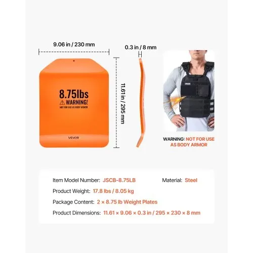 VEVOR Gewichtsplatten für Gewichtswesten 8 kg Set (2 x 4 kg), Gebogene Gewichtswestenplatten für WODs & Funktionelles Training, Ergonomisches Zusatzgewicht für Krafttraining, Laufen und Fitness – Bild 6