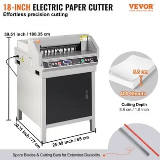 VEVOR elektrischer hydraulischer Papierschneider, Schneidemaschine, Hochleistungs-Papierschneidemaschine mit 40 mm Schnittstärke & 45 cm Schnittbreite & Tastensteuerung, für Schulen, Büros VEVOR elektrischer hydraulischer Papierschneider, Schneidemaschine, Hochleistungs-Papierschneidemaschine mit 40 mm Schnittstärke & 45 cm Schnittbreite & Tastensteuerung, für Schulen, Büros