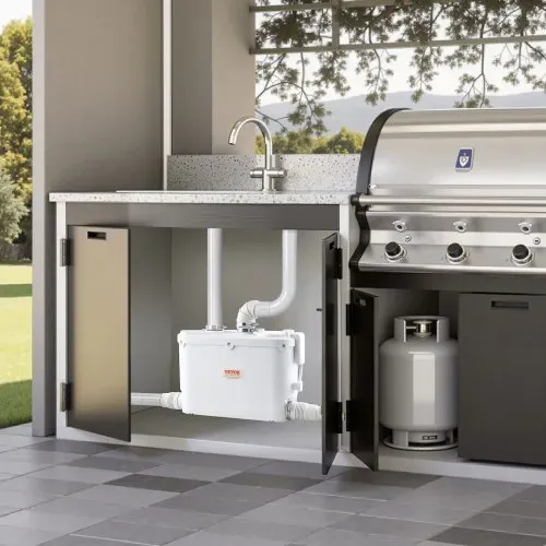 VEVOR Hebeanlage, 500 W, 110 L/min Durchfluss, 8 m Förderhöhe, Schmutzwasserpumpe mit 4 Wassereinlässen, Abwasserhebeanlage für Küche, Keller, Dusche, Waschbecken, Waschküche, Badewanne – Bild 7