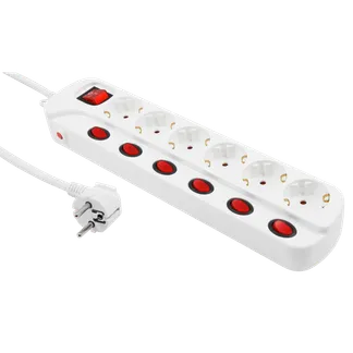 Steckdosenleiste McPower, 6-fach mit Einzelschaltung, 1,5m Zuleitung Steckdosenleiste McPower, 6-fach mit Einzelschaltung, 1,5m Zuleitung