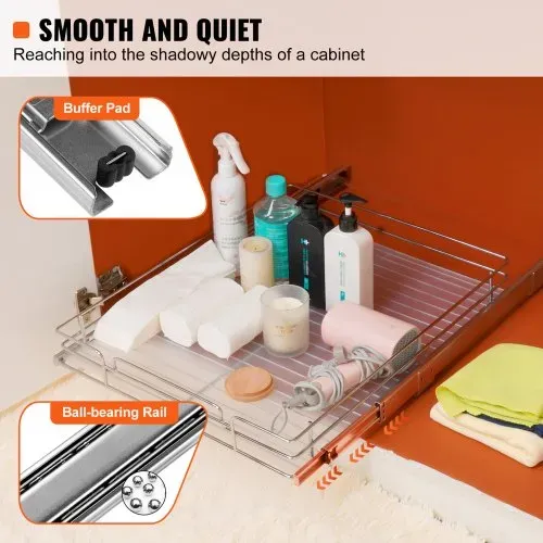 VEVOR ausziehbares Gewürzregal 537x533x85 mm Spülschrankregal Küchenschrank, Schiebeschublade Waschbecken Gewürzregal Schrank Organizer Unterschrankregal 567x563x185 mm (Einbaumaße) – Bild 2