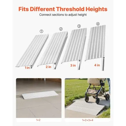 VEVOR Türschwellenrampe, 550x865x115 mm, Rollstuhlrampe aus Aluminiumlegierung mit einer Tragkraft von 360 kg, Bordsteinrampe für Heimtreppen für Rollstühle Roller Gehhilfen Fahrräder Dreiräder – Bild 5