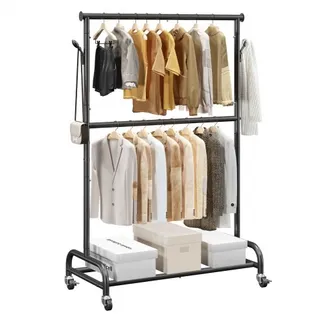 VEVOR Kleiderständer Garderobenständer rollbar mit verstellbarer Querstange & seitlichen Haken, 150 kg belastbar, robuster Kleiderständer aus Karbonstahl für Schlafzimmer Waschküche Wohnzimmer VEVOR Kleiderständer Garderobenständer rollbar mit verstellbarer Querstange & seitlichen Haken, 150 kg belastbar, robuster Kleiderständer aus Karbonstahl für Schlafzimmer Waschküche Wohnzimmer