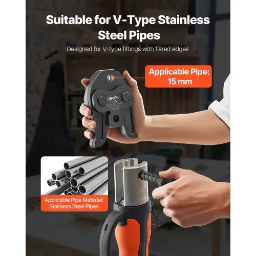 VEVOR V15 Pressbacke, 15 mm Presszange für V-Typ Edelstahlrohre, Crimpbacken aus Stahl, kompatibel mit Standard-Presswerkzeugen, Heizungs-, Lüftungs- & Klimasysteme, Gasleitungen VEVOR V15 Pressbacke, 15 mm Presszange für V-Typ Edelstahlrohre, Crimpbacken aus Stahl, kompatibel mit Standard-Presswerkzeugen, Heizungs-, Lüftungs- & Klimasysteme, Gasleitungen