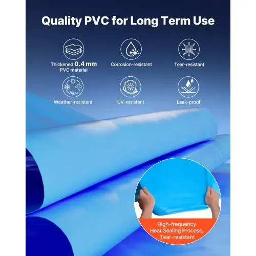 VEVOR Poolinnenfolie 3,75x6,1 m, Poolfolie für 120 cm Wandhöhe, Ersatzfolie aus PVC, Innenhülle 0,4 mm Stärke, Schwimmbadfolie UniBead, Austauschfolie, Geeignet für Oberirdische Pools, Blau – Bild 2