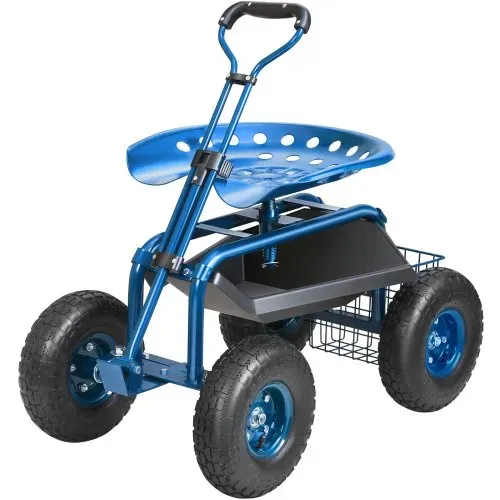 VEVOR Rollsitz Werkstattwagen aus Stahl bis 136kg belastbar Gartenwagen mit 25cm Griff und 45-54cm höhenverstellbarem Sitz Rollwagen 30PSI Reifendruck Arbeitssitz Gartensitz blau – Bild 8