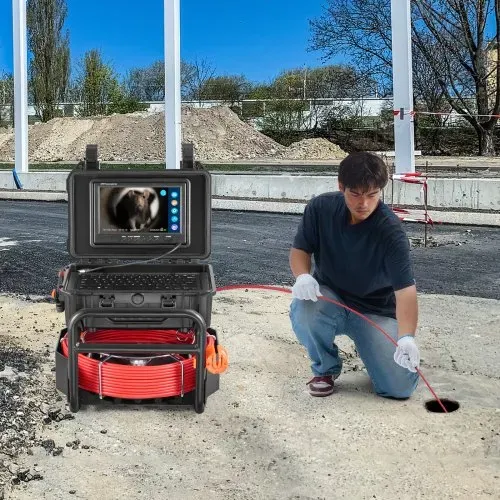 VEVOR Kanalkamera, 50 m, selbstnivellierende Rohrkamera mit 512-Hz-Sender, Entfernungszähler, 9-Zoll-Bildschirm, 1080P HD-Rohrinspektionskamera mit 12 LEDs und 32-GB-Karte, Endoskop Kanalrohre – Bild 7