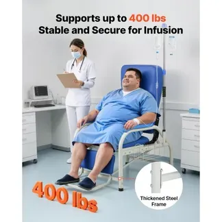 VEVOR Medizinischer Stuhl mit IV-Infusionsständer Infusionsstuhl 181kg, Stahlkonstruktion, 90-160° Verstellbar, Mit Gepolstertem Sitz Fußstütze & Aufbewahrungskorb, Für Krankenhäuser Pflegeheime VEVOR Medizinischer Stuhl mit IV-Infusionsständer Infusionsstuhl 181kg, Stahlkonstruktion, 90-160° Verstellbar, Mit Gepolstertem Sitz Fußstütze & Aufbewahrungskorb, Für Krankenhäuser Pflegeheime
