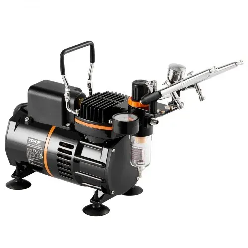 VEVOR Airbrush-Set, Luftkompressor mit Doppellüfter, professionelles Airbrush-System-Set mit 3 Airbrushes, Halter, Farbmischrad, Reinigungsbürsten-Set, Airbrush-Set für Kunst, Nägel, Kekse, Make-up, K – Bild 9