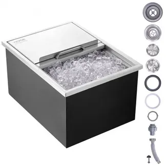 VEVOR 55,23 L Drop-in-Eisbox, 608 x 457 x 333 mm Edelstahl-Eiskühler, Kommerzieller Eisbehälter mit Schiebedeckel, Eingebaute Eisspeichertruhe, Abflussrohr & Ablassstopfen im Lieferumfang Enthalten VEVOR 55,23 L Drop-in-Eisbox, 608 x 457 x 333 mm Edelstahl-Eiskühler, Kommerzieller Eisbehälter mit Schiebedeckel, Eingebaute Eisspeichertruhe, Abflussrohr & Ablassstopfen im Lieferumfang Enthalten