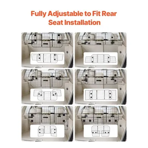 VEVOR Hunde Autobarriere einstellbare Trennwand Hundegitter (928 x 423 mm) Autoschutzgitter für die Rücksitze, Haustierbarriere aus Drahtgeflecht, universell passende Autobarriere für SUVs Lkws – Bild 3