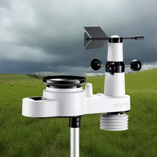 VEVOR 5-in-1-Wetterstation, 7,5-Zoll-Display, solarbetriebener Außensensor, Regenmesser, für Wettervorhersage, Temperatur, Luftfeuchtigkeitsmesser, Windgeschwindigkeit & -richtung (kein WLAN) – Bild 7