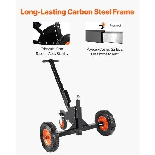 VEVOR 2-in-1-Anhängerwagen, Rangierhilfe Anhänger, 680,4 kg Stützlast, 56 und 66 cm einstellbare Höhe, 50,8 mm Kupplungskugel, 38 cm Luftreifen, zum Bewegen von Wohnmobilanhängern – Bild 4