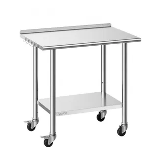 VEVOR Edelstahltisch Gastro 915 x 610 x 894 mm, Verstellbarer Edelstahltisch mit Rollen, Aufkantung (30 mm), Arbeitstisch mit Grundboden für Restaurant Obere Ablage (227 kg) Untere Ablage (191 kg) VEVOR Edelstahltisch Gastro 915 x 610 x 894 mm, Verstellbarer Edelstahltisch mit Rollen, Aufkantung (30 mm), Arbeitstisch mit Grundboden für Restaurant Obere Ablage (227 kg) Untere Ablage (191 kg)
