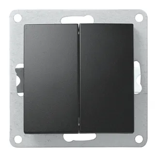 Serien-Schalter McPower “Flair“, 2-fach, 250V~/10A, UP, matt schwarz Serien-Schalter McPower “Flair“, 2-fach, 250V~/10A, UP, matt schwarz