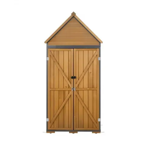 VEVOR Gartenschrank Holz, Geräteschrank mit Abschließbaren Türen, Gerätehaus mit Regalen & Boden, Geräteschuppen, Gartengerätehaus, Werkzeugschrank für Terrasse, Garten / Rasen, 76x43x171 cm – Bild 8